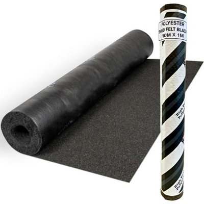 Novecrafto Black Heavy-Duty Polyester Shed Roofing Felt (10M X 1M) - Premium Roof Covering - 10 Year Life Expectancy Roof Felt 10M