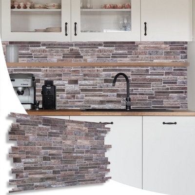 Novecrafto Decorative 3D Wall Panels (96X48 Cm) Pack Of 6 Sheets Cover 2.76 M² (29.76 Ft²) Pvc Wall Cladding In Grey Slim Stone Brick Effect from B&Q