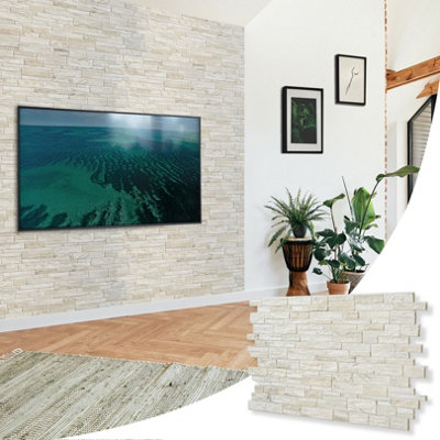 Novecrafto Decorative 3D Wall Panels (96X48 Cm) Pack Of 6 Sheets Cover 2.76 M² (29.76 Ft²) Pvc Wall Cladding In Light Grey Stone Slate Design from B&Q