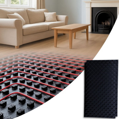 Novecrafto Underfloor Heating Insulation Board 38mmCastellated Eps Foam Board Polystyrene Sheet 145X85Cm (4.8X2.8Ft) For Water-Based System from B&Q