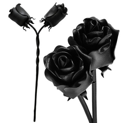 Novecrafto 2 Black Iron Roses Intertwined Forever H 30CmHand-Forged Metal Flower With Twisted Stem6Th Iron Anniversary Gift For Her Him from B&Q