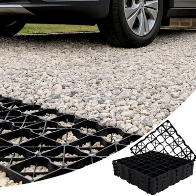 Novecrafto Plastic Gravel Grid Set Of 16 Pcs (4M²)Heavy Duty Low Profile Base3Cm H50X50Cm For ShedDrivewayGarden Or Greenhouse from B&Q