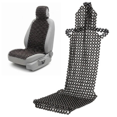 Novecrafto Wooden Beaded Car Seat Cover With HeadrestNatural Wood Bead Massager For VanTruck & TaxiBreathable Cooling from B&Q