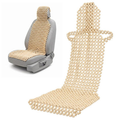 Novecrafto Wooden Beaded Car Seat Cover With HeadrestNatural Wood Bead Massager For VanTruck & TaxiBreathable Cooling from B&Q