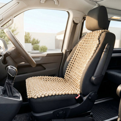 Novecrafto Wooden Beaded Car Seat CoverWood Bead MassagerBreathable Cooling Cushion131 X 51 CmNatural Wood from B&Q