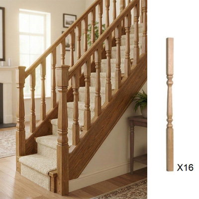 Solid Oak Spindle Provincial 41mm X 41mm X 900mm16 Pack Uk Manufactured Traditional Products Ltd from B&Q