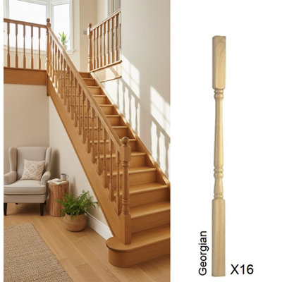 Oak Spindle Georgian 41mm X 41mm X 900mm16 Pack Uk Manufactured Traditional Products Ltd from B&Q