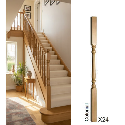 Oak Spindle Colonial 41mm X 41mm X 900mm24 Pack Uk Manufactured Traditional Products Ltd from B&Q