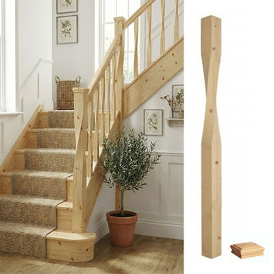 Solid Pine Newel Post Contemporary 90mm Inc Cap Uk Manufactured Traditional Products Ltd from B&Q