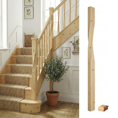 Solid Pine Half Newel Post Contemporary 90mm Inc Cap Uk Manufactured Traditional Products Ltd from B&Q