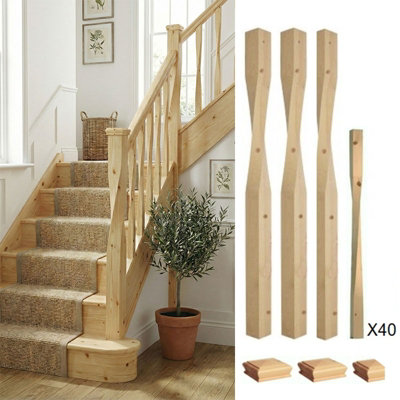 Solid Pine Newel Post Contemporary 90mm And 41mm Spindle Kit Uk Manufactured Traditional Products Ltd from B&Q