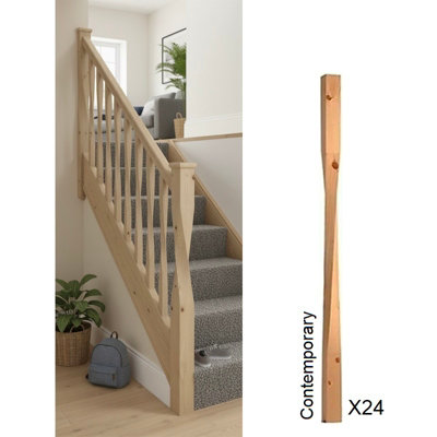 Pine Spindle Contemporary 41mm X 41mm X 900mm24 Pack Uk Manufactured Traditional Products Ltd from B&Q