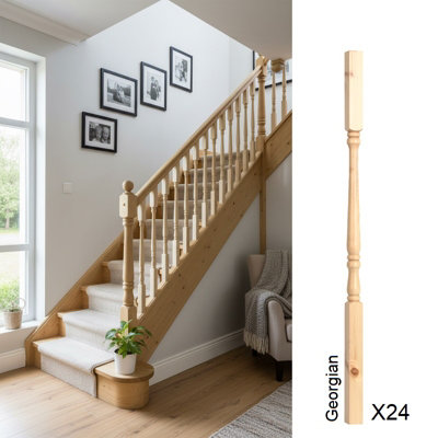 Pine Spindle Georgian 32mm X 32mm X 900mm24 Pack Uk Manufactured Traditional Products Ltd from B&Q