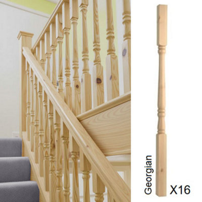 Pine Spindle Georgian 41mm X 41mm X 900mm16 Pack Uk Manufactured Traditional Products Ltd from B&Q