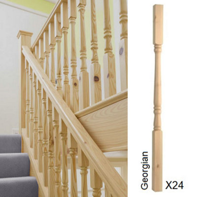 Pine Spindle Georgian 41mm X 41mm X 900mm24 Pack Uk Manufactured Traditional Products Ltd from B&Q