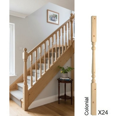 Pine Spindle Colonial 41mm X 41mm X 900mm24 Pack Uk Manufactured Traditional Products Ltd from B&Q