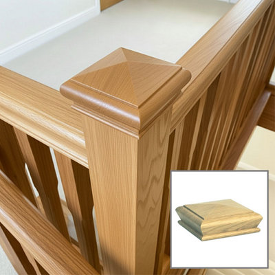 Solid Oak Pyramid Cap Suits 90mm Newel Post (L)115mm (W)115mm Uk Manufactured Traditional Products Ltd from B&Q