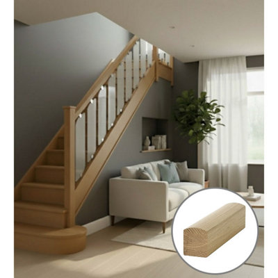 B&Q - Oak Handrail Contemporary 3.0M No Groove Uk Manufactured 