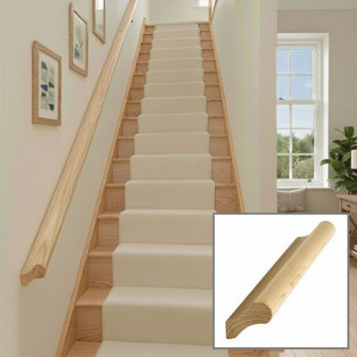 B&Q - Hemlock Handrail Pigs Ear 3.6M Wall Mounted Handrail Uk Manufactured 