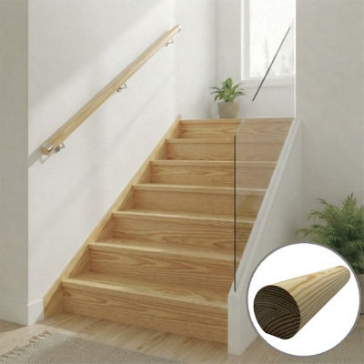 B&Q - Southern Yellow Pine Handrail Mopstick 4.2M Wall Mounted Handrail Uk Manufactured 
