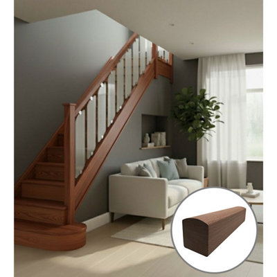B&Q - Sapele Dark Hardwood Contemporary Handrail 3.6MNo Groove Uk Manufactured 