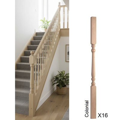 Hemlock Spindle Colonial 41mm X 41mm X 900mm16 Pack Uk Manufactured Traditional Products Ltd from B&Q