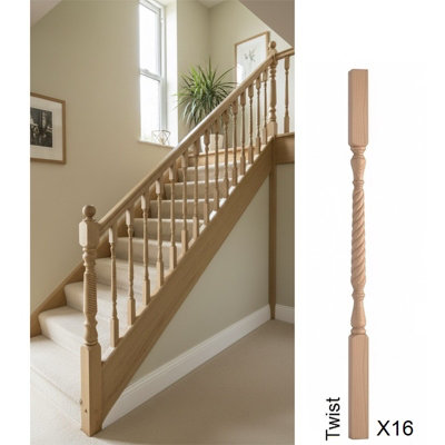 Hemlock Spindle Barley Twist 41mm X 41mm X 900mm16 Pack Uk Manufactured Traditional Products Ltd from B&Q