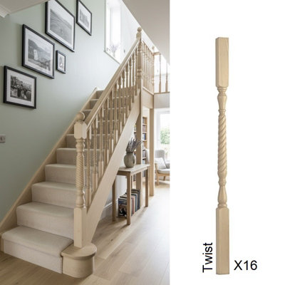 Ash Spindle Barley Twist 41mm X 41mm X 900mm16 Pack Uk Manufactured Traditional Products Ltd from B&Q