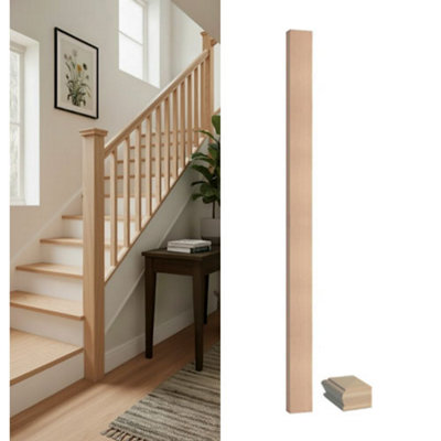 Solid Hemlock Complete Half Square Newel Post 90mm X 44mm X 1500mm Inc Cap Uk Manufactured Traditional Products Ltd from B&Q
