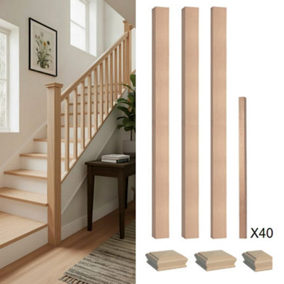 Solid Hemlock Complete 90mm Square Newel Post And 41mm Spindle Kit Uk Manufactured Traditional Products Ltd from B&Q