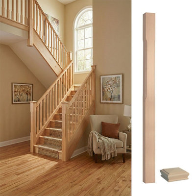 Solid Hemlock Complete Stop Chamfer Newel Post 90mm X 90mm X 1500mm Inc Cap Uk Manufactured Traditional Products Ltd from B&Q
