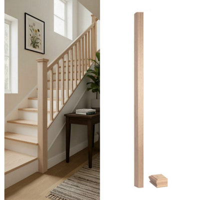 Ash Complete Half Square Newel Post 90mm X 44mm X 1500mm Inc Cap Uk Manufactured Traditional Products Ltd from B&Q