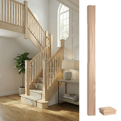 Ash Stop Chamfer Newel Post 90mm X 90mm X 1500mm Inc Cap Uk Manufactured Traditional Products Ltd from B&Q