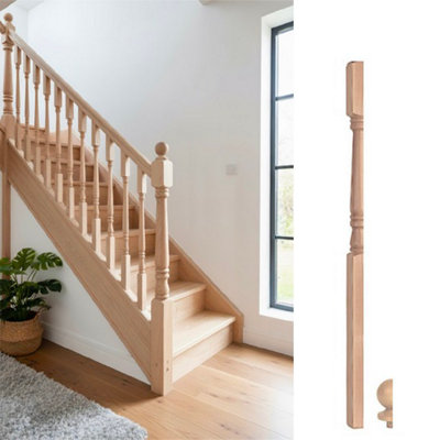 Ash Georgian Half Newel Post 90mm X 44mm X 1500mm Inc Cap Uk Manufactured Traditional Products Ltd from B&Q