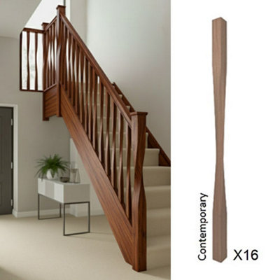 Sapele Dark Hardwood Spindle Contemporary 41mm X 41mm X 900mm16 Pack Uk Manufactured Traditional Products Ltd from B&Q
