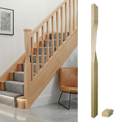 Solid Hemlock Half Newel Post Contemporary 90mm Inc Cap Uk Manufactured Traditional Products Ltd from B&Q