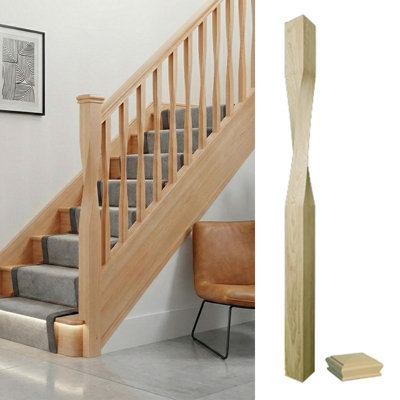 Solid Hemlock Newel Post Contemporary 90mm Inc Cap Uk Manufactured Traditional Products Ltd from B&Q