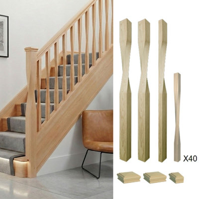 Solid Hemlock Newel Post Contemporary 90mm And 41mm Spindle Kit Uk Manufactured Traditional Products Ltd from B&Q
