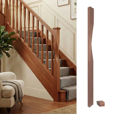 Solid Sapele Dark Hardwood Half Newel Post Contemporary 90mm Inc Cap Uk Manufactured Traditional Products Ltd from B&Q