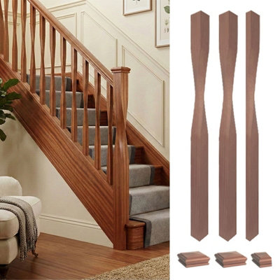 Solid Sapele Dark Hardwood Newel Post Contemporary 90mm Kit Uk Manufactured Traditional Products Ltd from B&Q