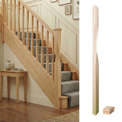 Ash Half Newel Post Contemporary 90mm Inc Cap Uk Manufactured Traditional Products Ltd from B&Q