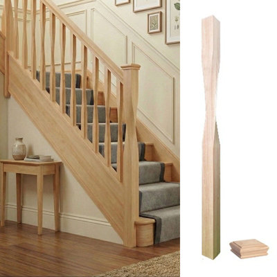 Ash Newel Post Contemporary 90mm Inc Cap Uk Manufactured Traditional Products Ltd from B&Q