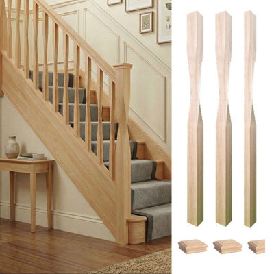 Ash Newel Post Contemporary 90mm Kit Uk Manufactured Traditional Products Ltd from B&Q