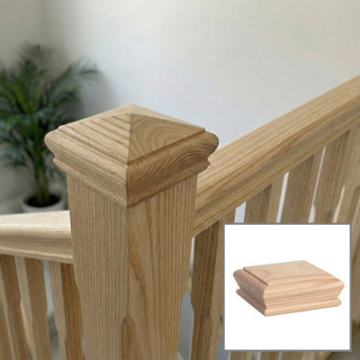 Solid Ash Pyramid Cap Suits 90mm Newel Post (L)115mm (W)115mm Uk Manufactured Traditional Products Ltd from B&Q