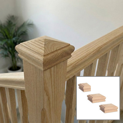 Solid Ash Pyramid Cap Pack Suits 90mm Newel Post (L)115mm (W)115mm Uk Manufactured Traditional Products Ltd from B&Q