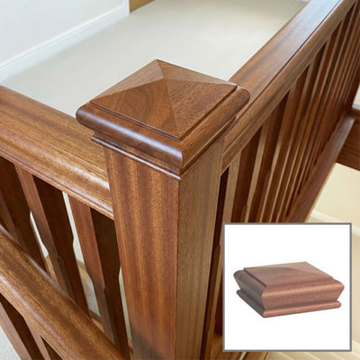 Solid Sapele Pyramid Cap Suits 90mm Newel Post (L)115mm (W)115mm Uk Manufactured Traditional Products Ltd from B&Q