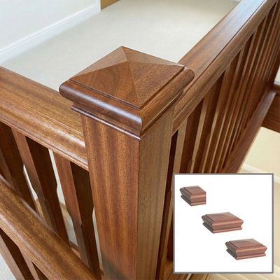 Solid Sapele Pyramid Cap Pack Suits 90mm Newel Post (L)115mm (W)115mm Uk Manufactured Traditional Products Ltd from B&Q