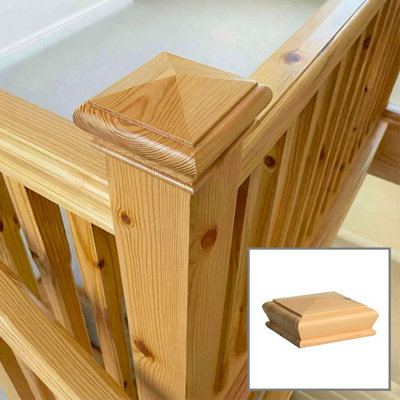 Solid Pine Pyramid Cap Suits 90mm Newel Post (L)115mm (W)115mm Uk Manufactured Traditional Products Ltd from B&Q