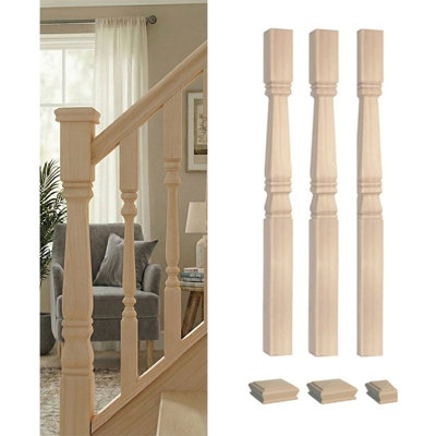 Solid Hemlock Newel Post Provincial 90mm Kit Uk Manufactured Traditional Products Ltd from B&Q