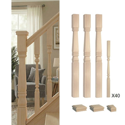 Solid Hemlock Newel Post Provincial 90mm And 41mm Spindle Kit Uk Manufactured Traditional Products Ltd from B&Q